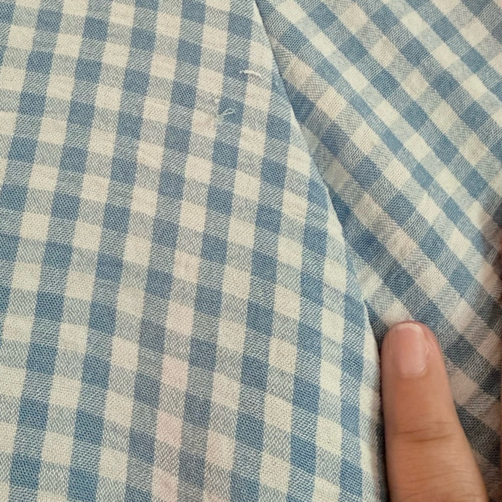 Chic Blue Checkered Ruffle Sleeve Blouse - Picture 4 of 4